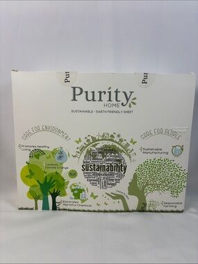 Purity Home Organic Cotton Full Sheet Set- 400 TC - Light Gray- New In box